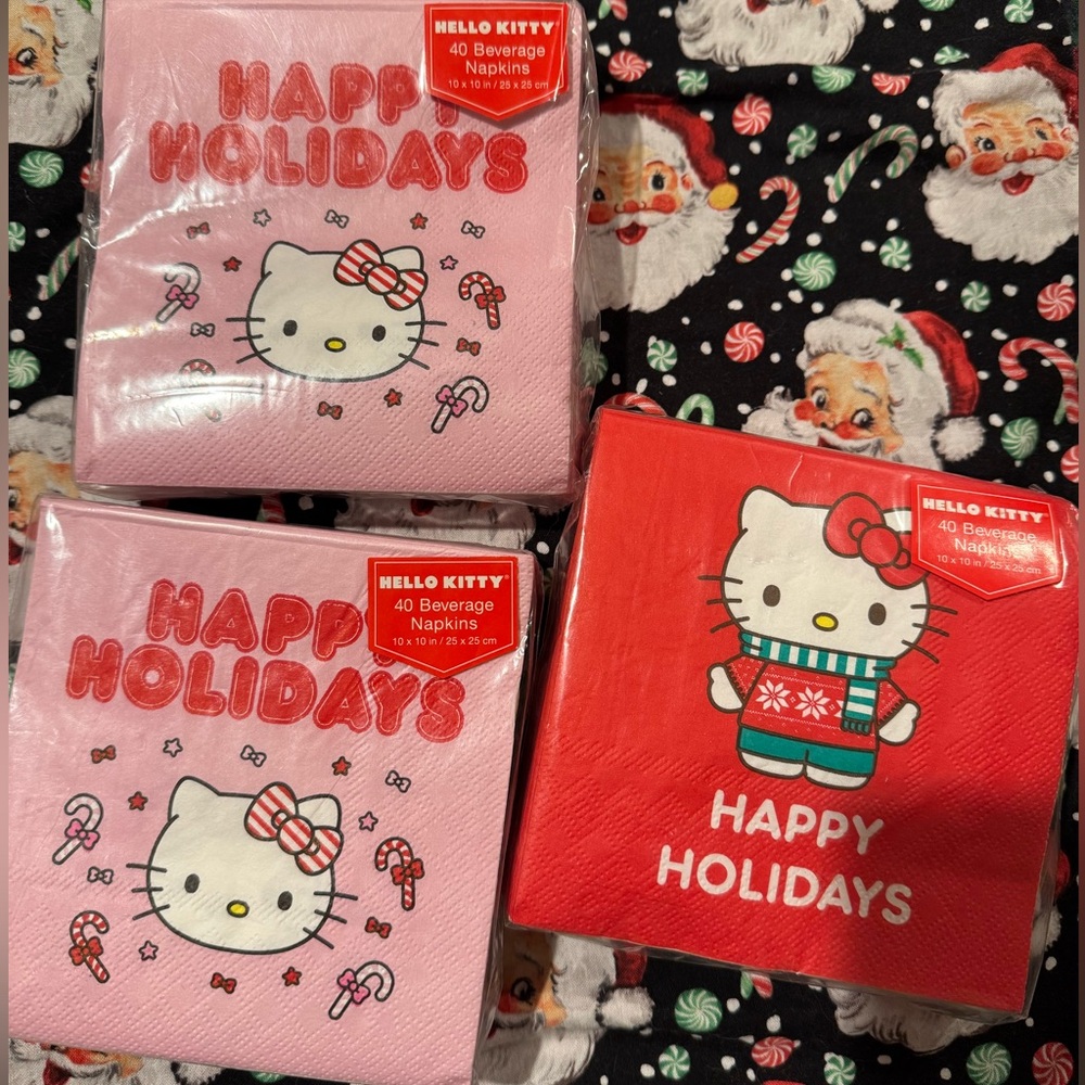 Gift Bundle Set of 120 Hello Kitty Holiday Paper Napkins for Parties Sanrio NWT